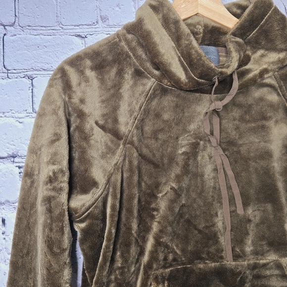 Anthro Sunday in Brooklyn Mairead Plush Cowl Neck Kangaroo Pouch Pullover Moss M - Picture 5 of 11
